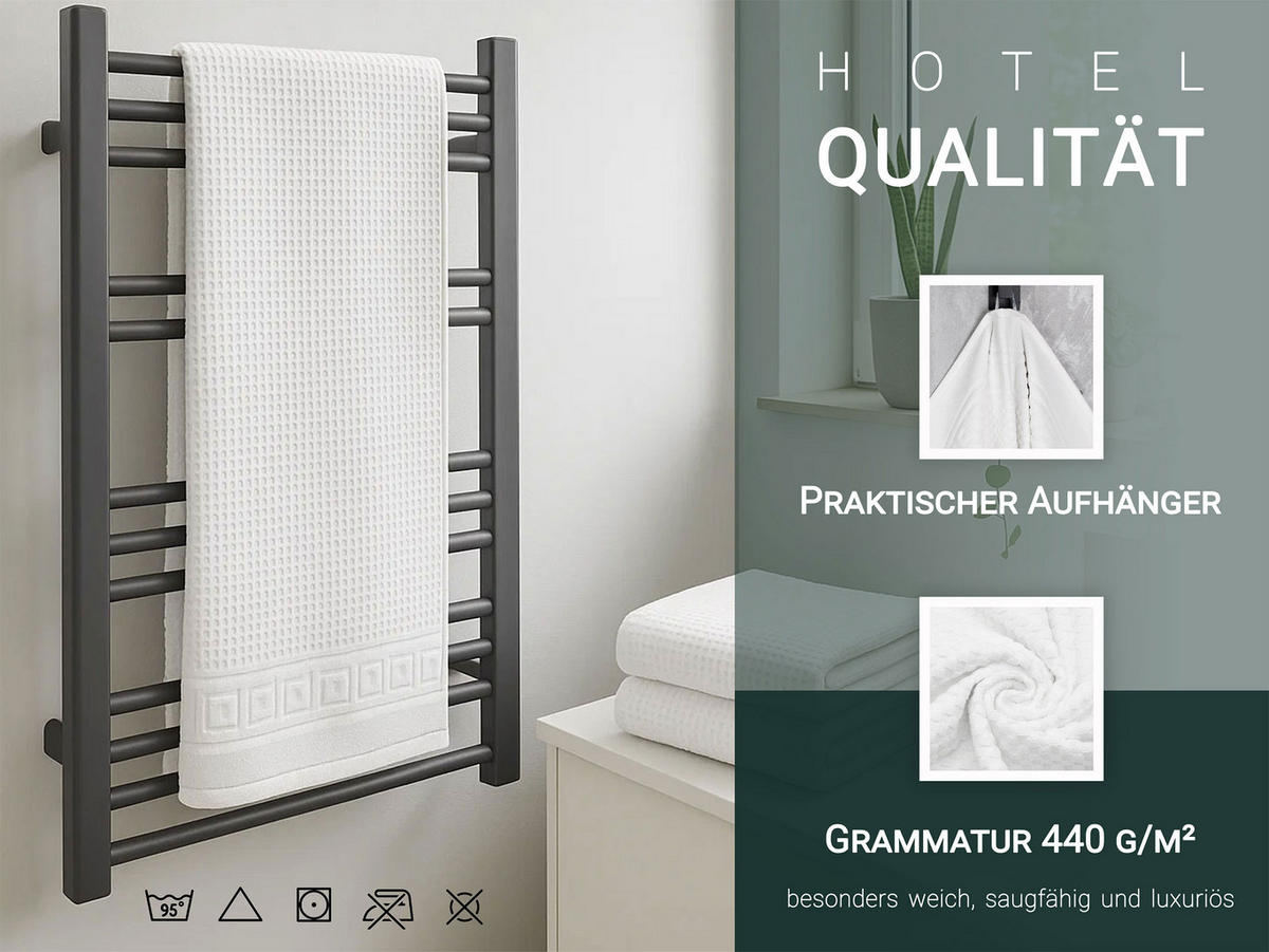 BADETUCH, 2er-Set, 100x150 cm, 100% Baumwolle, Weiß - Weiß, Textil (100/150cm) - Zollner