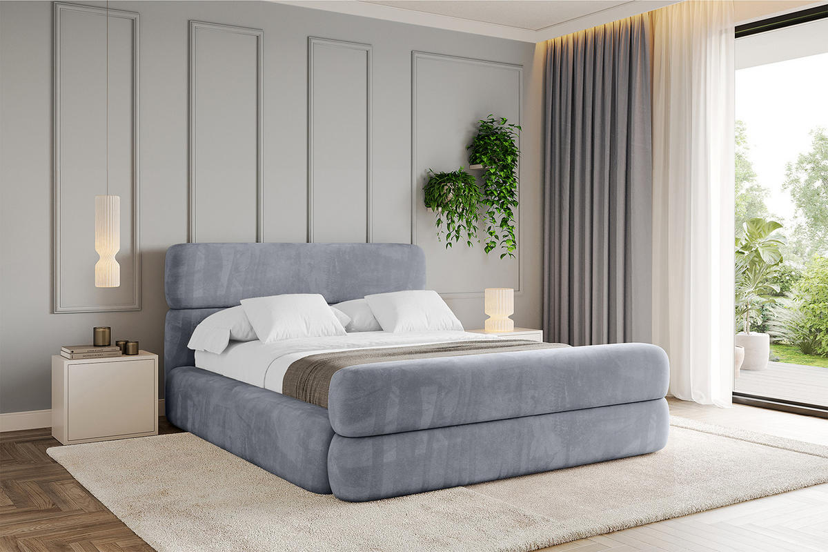 POLSTERBETT mit Bettkasten, Fußteil und Lattenrost, Boxbett mit Matratze H3/H4 - ENORA-Z 120x200 Grau - Grau, Holzwerkstoff/Textil (120/200cm) - ALTDECOR