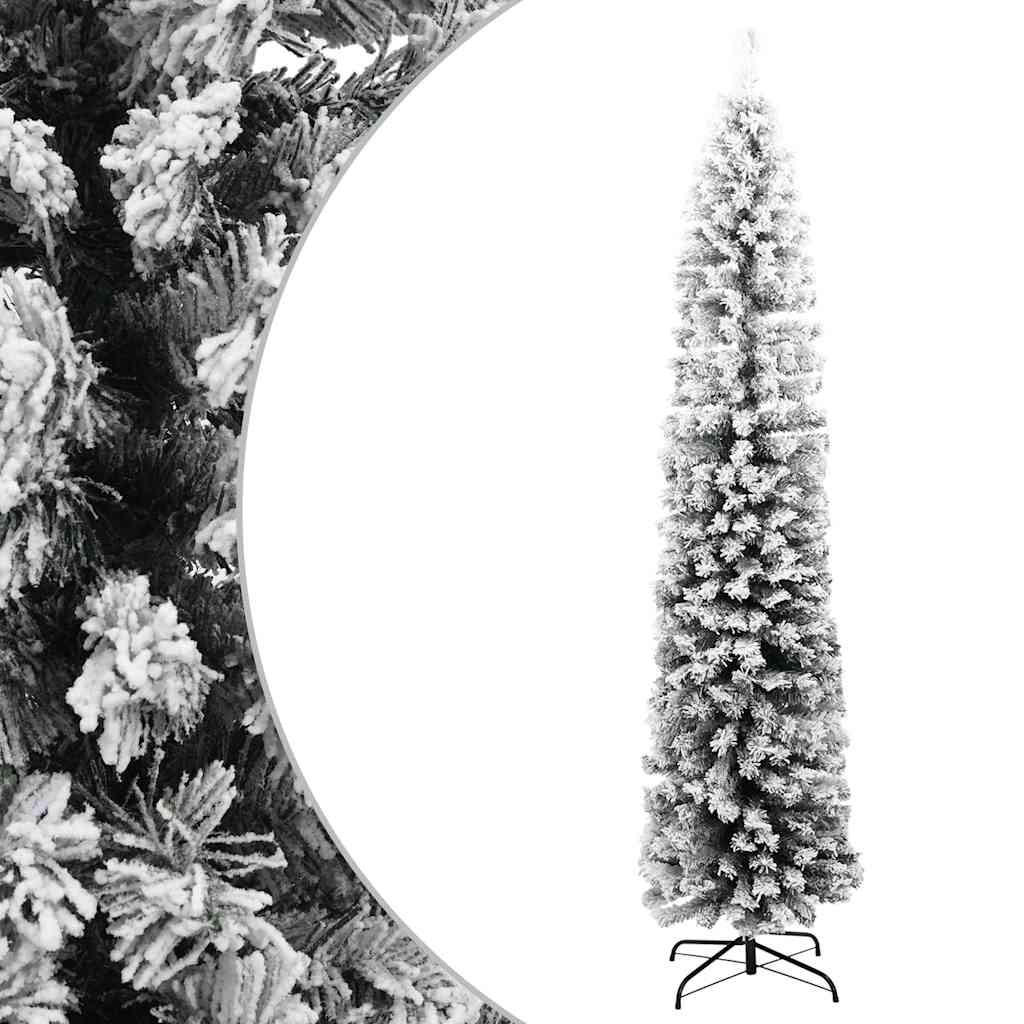 WEIHNACHTSBAUM Künstlicher Schlank Mit Schnee Grün 180 Cm Pvc - Grün, Kunststoff (180cm) - vidaXL