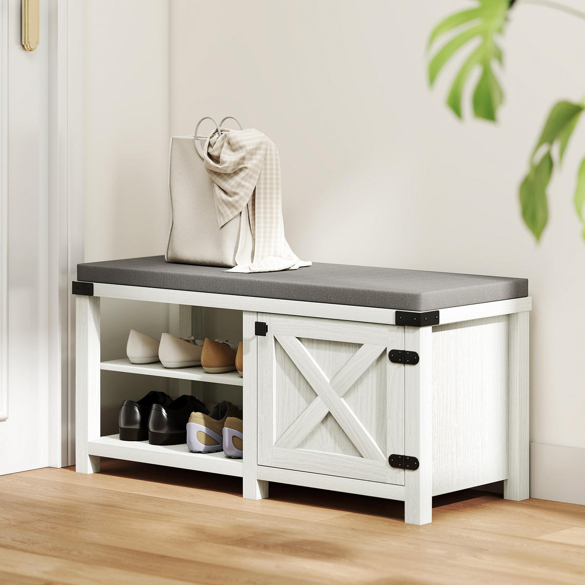 SCHUHBANK Weiß 1 Stück - Weiß, Kunststoff (40/48/100cm) - GiPP
