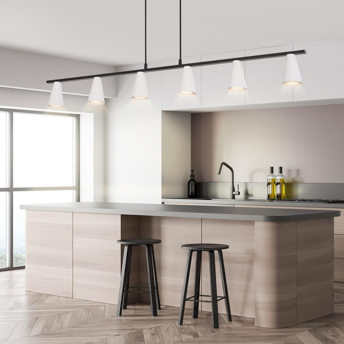 PENDELLEUCHTE Ethan 110/7/160 cm - Weiß, Metall (110/7/160cm) - ZMH