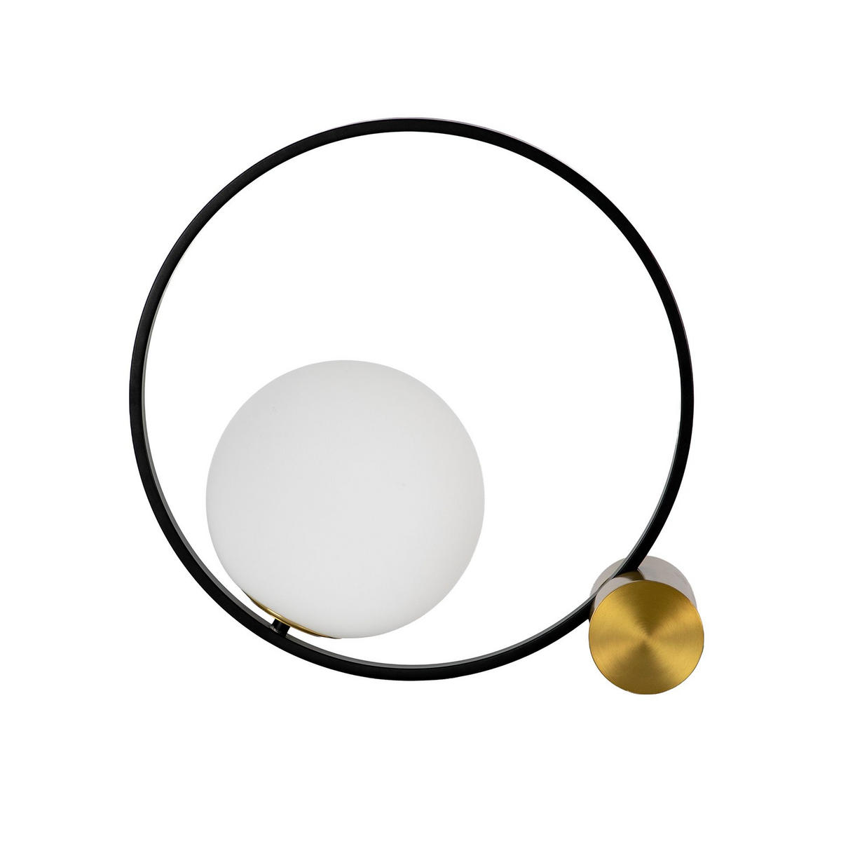 TISCHLEUCHTE aus weißem Glas und schwarzem Stahl mit Sockel aus poliertem goldfarbenem Stahl 48/18/40 cm - Schwarz, Metall (18/48/40cm) - The Lumine