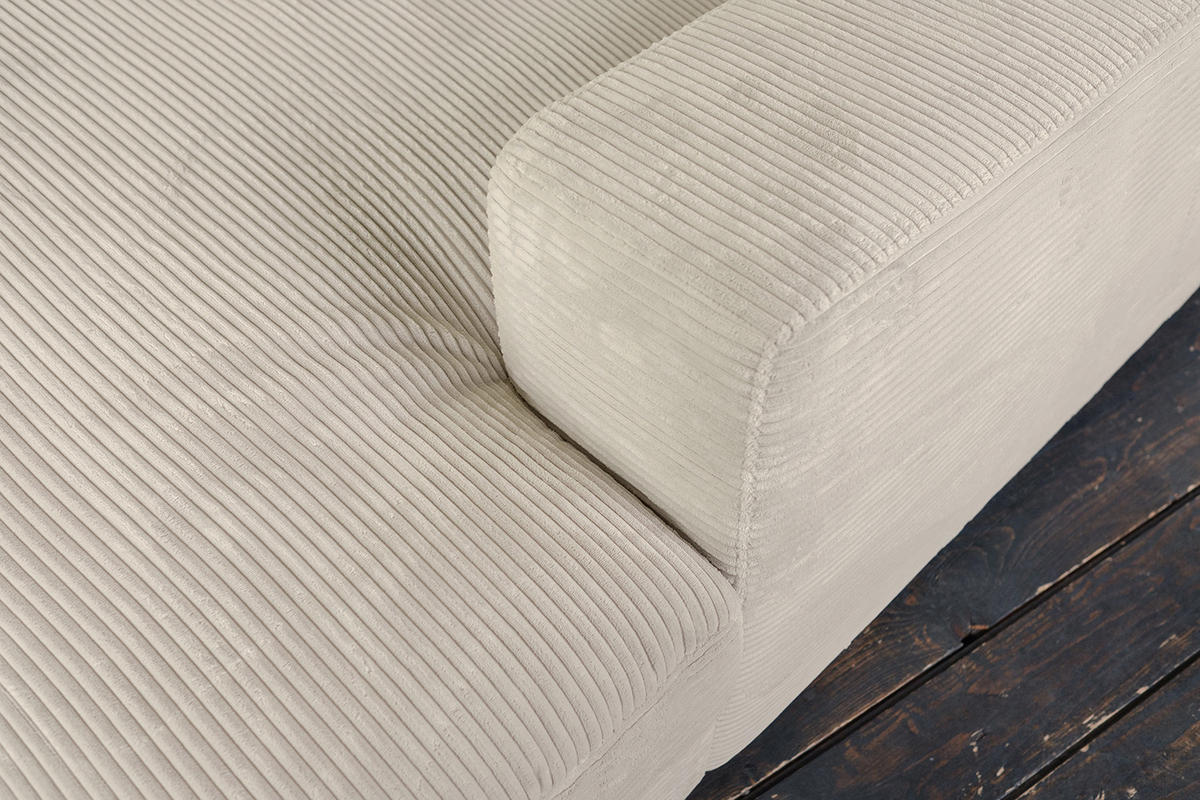 BIG SOFA-SET 6-TLG MADELINE Cremeweiß Cord - Creme/Schwarz, Kunststoff/Textil (290/85/170cm) - KAWOLA