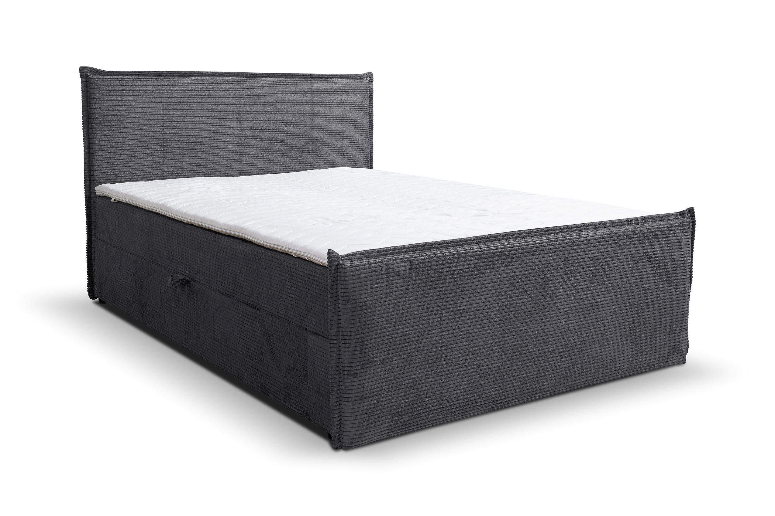 BOXBETT Vanessa mit 2 Bettkästen, 180x200, Farbe: Grau, Cordstoff, mit Bonell-Matratze inkl. Topper - Grau, Holz/Kunststoff (180/200cm) - VENASI MÖBEL