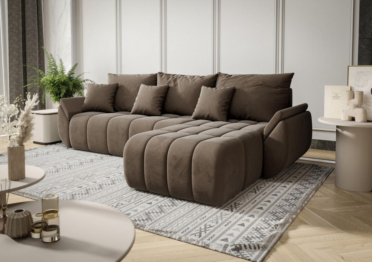 ECKSOFA Osaka - Braun, Holzwerkstoff/Textil (280/185cm) - Fun Möbel