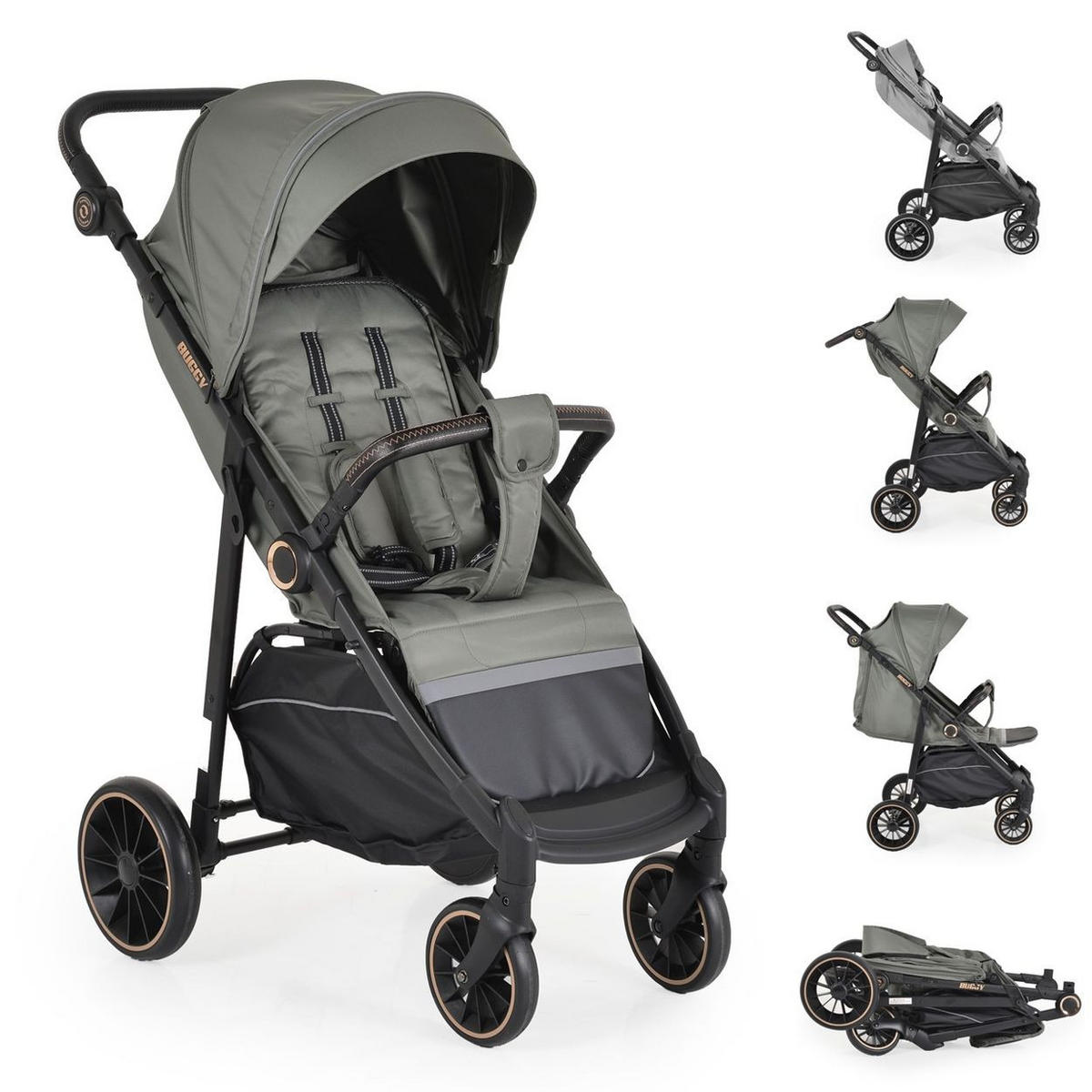 BUGGY Sommer grau Kinderbuggy, Sonnendach, EVA-Räder, verstellbar - Grau, Metall (95/58/110cm) - Moni
