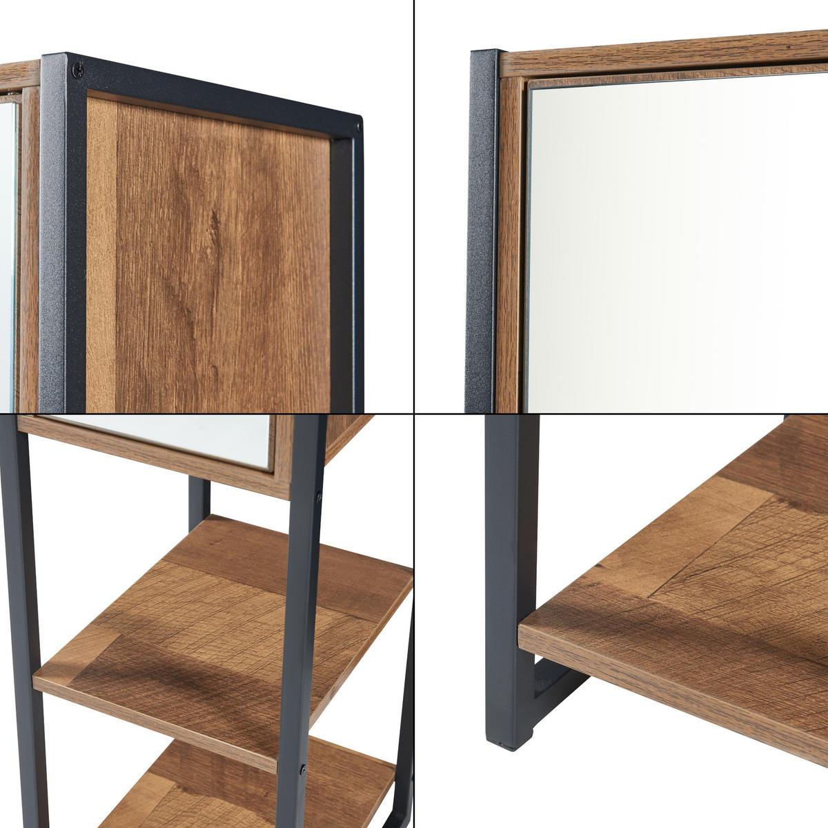 HOCHSCHRANK Namsskogan - Walnussfarben/Schwarz, Holzwerkstoff/Metall (24/160/30cm) - [en.casa]