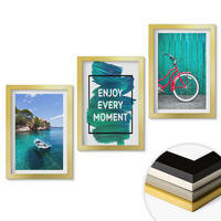 WANDBILDER 3er Set - 20x30 cm Goldrahmen - Inspiration für ein Fahrrad mit Seeboot - Goldfarben, Kunststoff (20/30cm) - ArtPrintCave