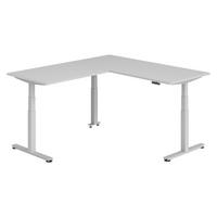 ECKSCHREIBTISCH elektrisch höhenverstellbar L-Form 200/180/74 cm in Grau/Silberfarben - Silberfarben/Grau, Holzwerkstoff (200/180/74cm) - bümö