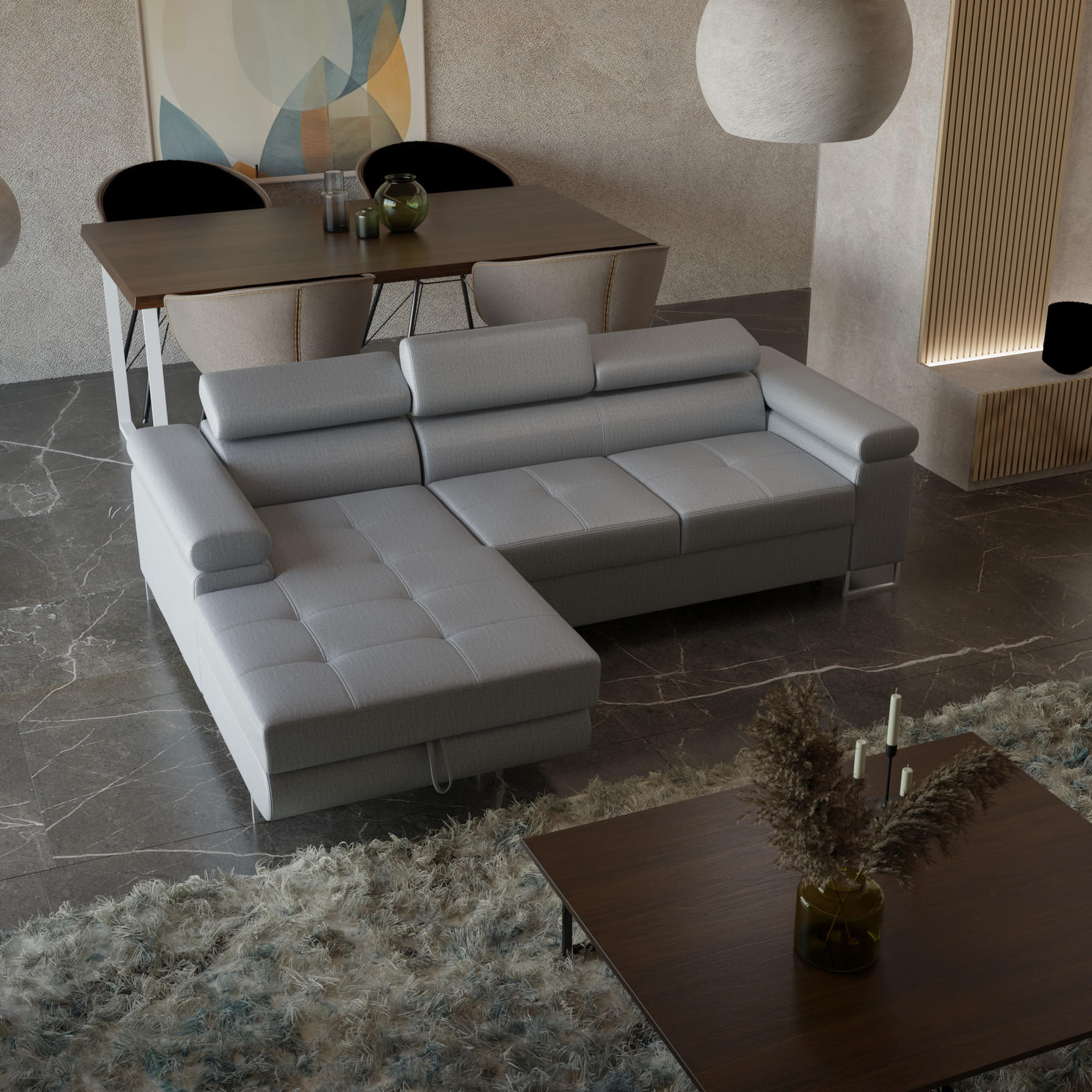 Thumbnail - Barchello Ecksofa, Dunkelblau, Textil, L-Form, 235x175 cm, Wohnzimmer, Sofas & Couches, Wohnlandschaften, Ecksofas