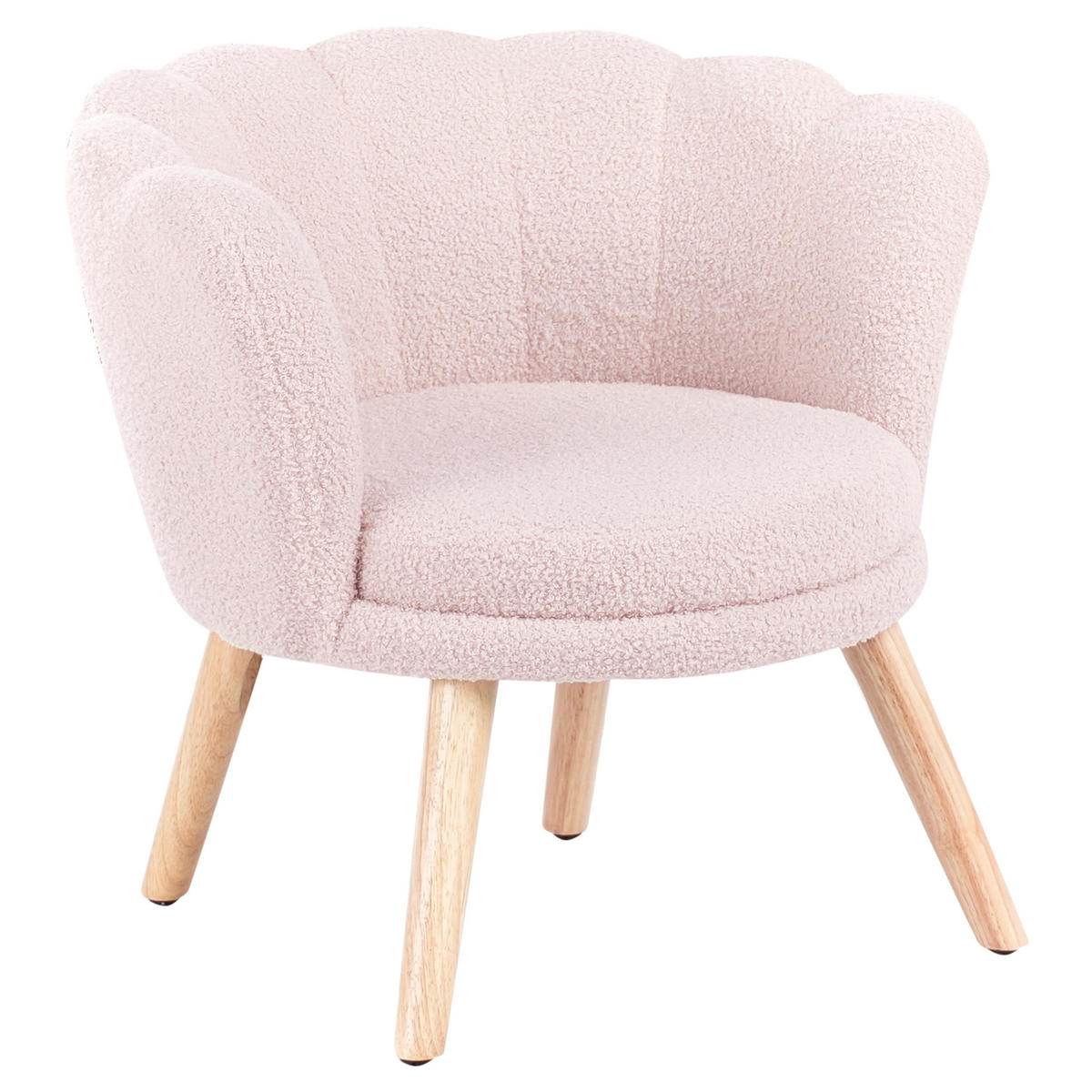 KINDERSESSEL Bouclé Pastellrosa Halby - Pink, Textil (60/54/54cm) - Beliani