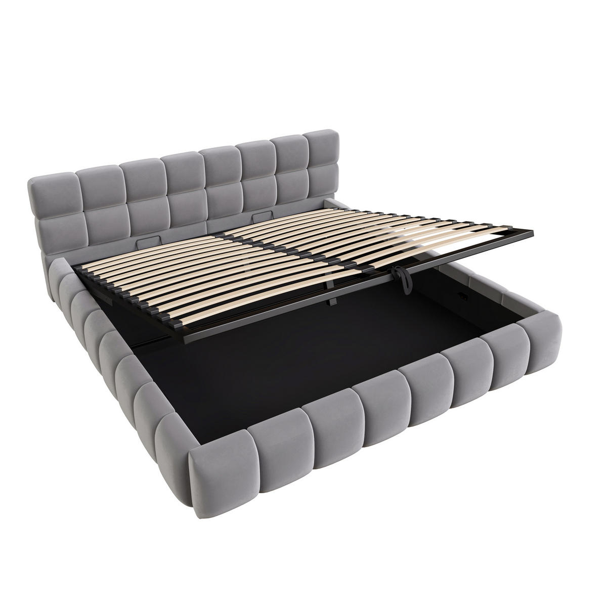 POLSTERBETT 180/200 cm Grau mit hydraulischer Staufunktion - Grau, Textil (180/200cm) - Oxeza