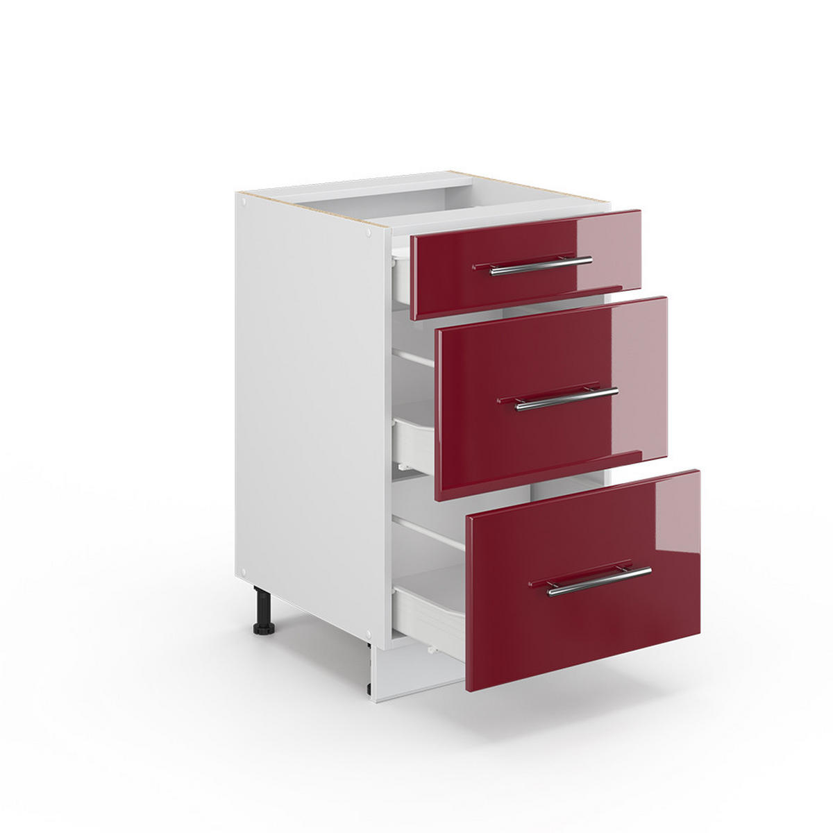 KÜCHENUNTERSCHRANK Fame-Line Bordeaux Hochglanz 50 cm ohne AP - Bordeaux/Weiß, Holzwerkstoff (50/82/52cm) - Vicco