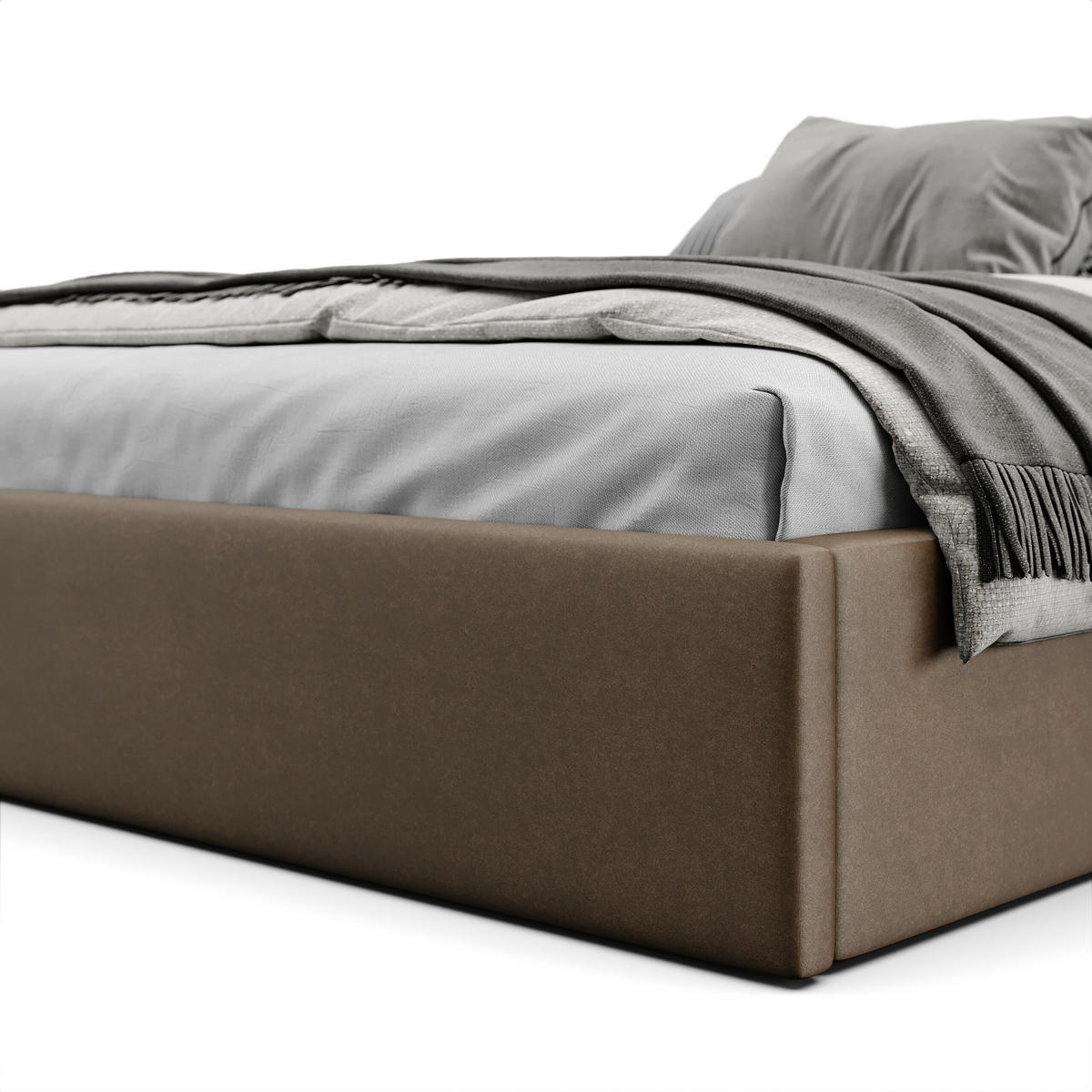POLSTERBETT 180x200cm Bett mit Stauraum Lattenrost Braun - Braun, Holz/Holzwerkstoff (180/200cm) - Muralo