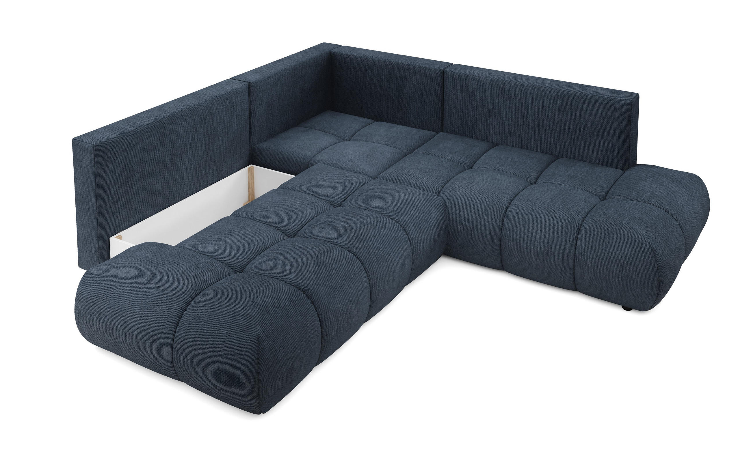 Thumbnail - Masseno Ecksofa, Dunkelblau, Holz, 5-Sitzer, L-Form,L-Form, 266.5x266.5 cm, Wohnzimmer, Sofas & Couches, Wohnlandschafte...