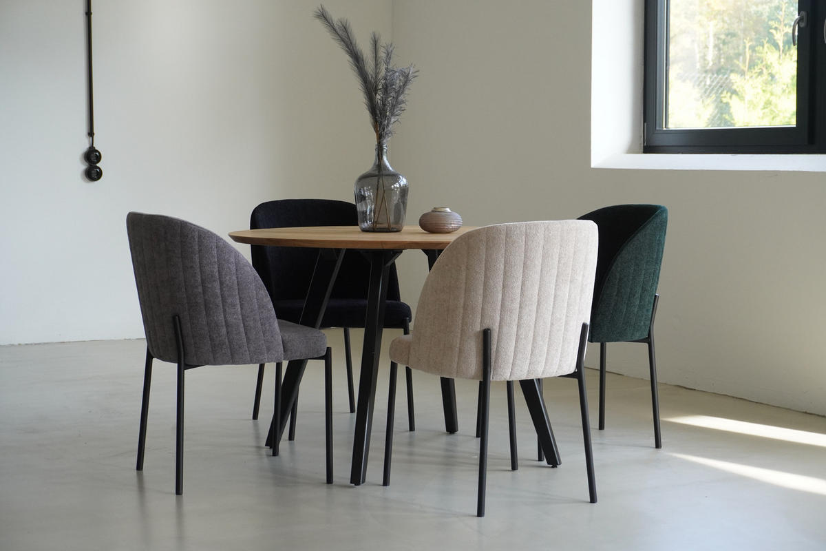 STUHL Kris bouclé grau - Schwarz/Grau, Textil/Metall (53/84/53cm) - INKA furniture