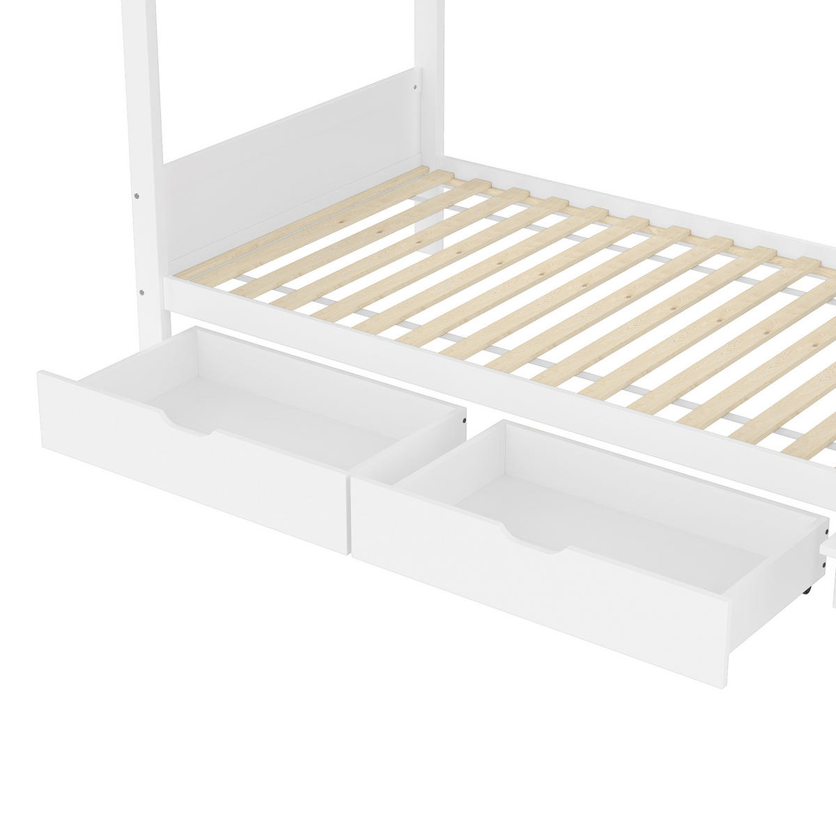 ETAGENBETT 90/200 cm in Weiß mit Schubladen, Regal, Kleiderschrank und Staufach - Weiß, Holz/Holzwerkstoff (90/200cm) - CHICFURN
