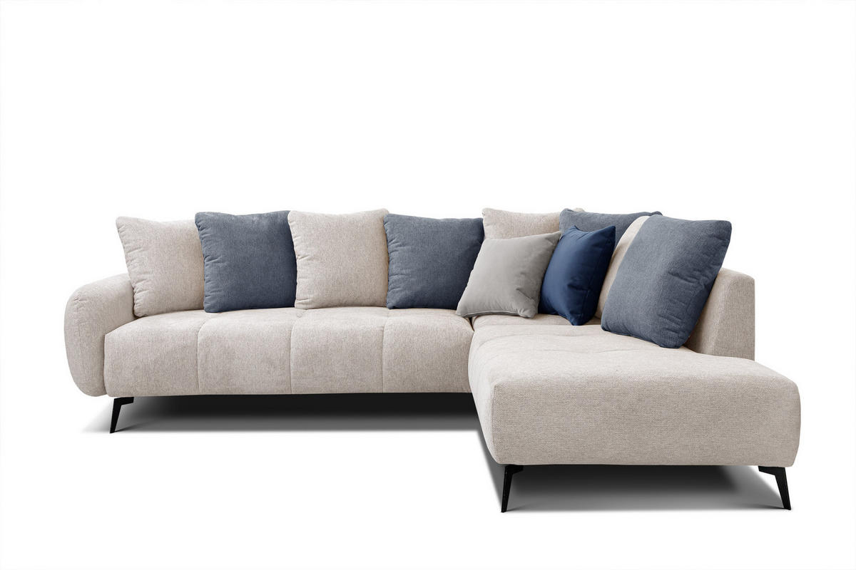 ECKSOFA EVENTO 5-Sitzer, creme - Creme/Schwarz, Holzwerkstoff/Textil (266/206cm) - Courtois Laville
