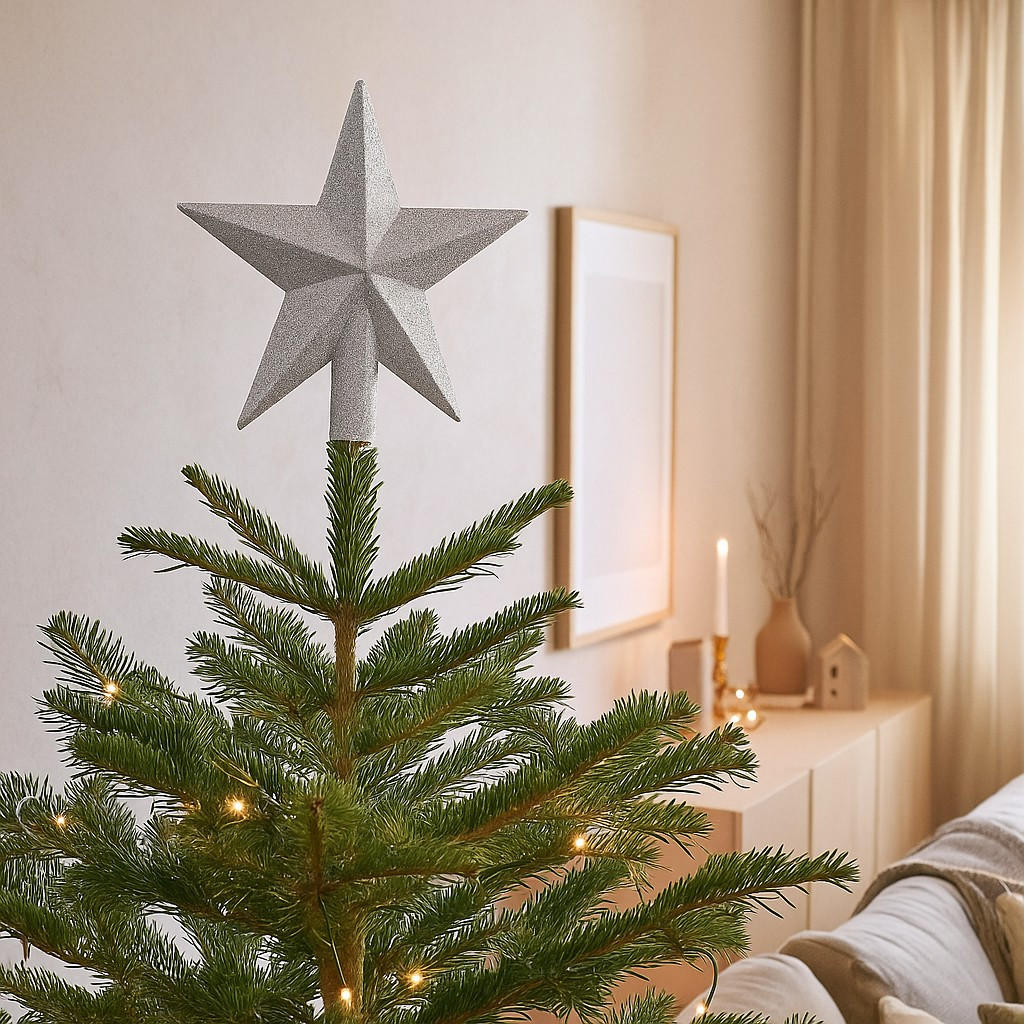 WEIHNACHTSBAUMSPITZE Stern 22 cm - Silberfarben, Kunststoff (22cm) - Atmosphera Createur d´interieur