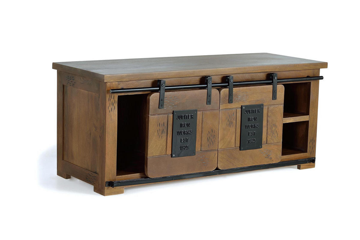TV-SCHRANK aus Mangoholz und Metall - Braun, Holz (130/55/50cm) - Giner y Colomer