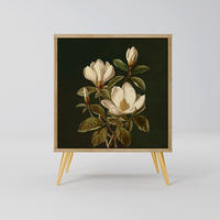 SIDEBOARD FLORAL NOIR, Eichefarben, 57,5x42x75,5 cm, Goldfarbene Metallfüße - Eichefarben/Goldfarben, Holzwerkstoff/Metall (57.5/75.5/42cm) - SpaceRebels