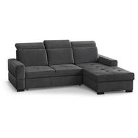 ECKSCHLAFSOFA Alex Mini dunkelgrau rechts - Dunkelgrau/Schwarz, Textil (245/185cm) - Beautysofa