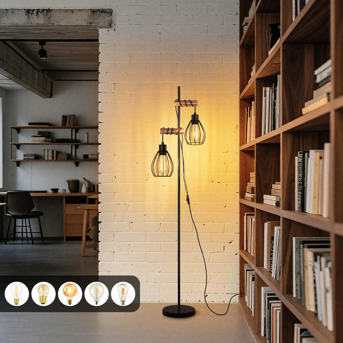 STEHLAMPE Ennis II 152/23cm - Schwarz, Metall (152/23/23cm) - Nettlife