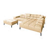 ECKSOFA NELSON Beige Leder Relaxfunktion - Beige/Schwarz, Leder/Metall (321/216cm) - KAWOLA