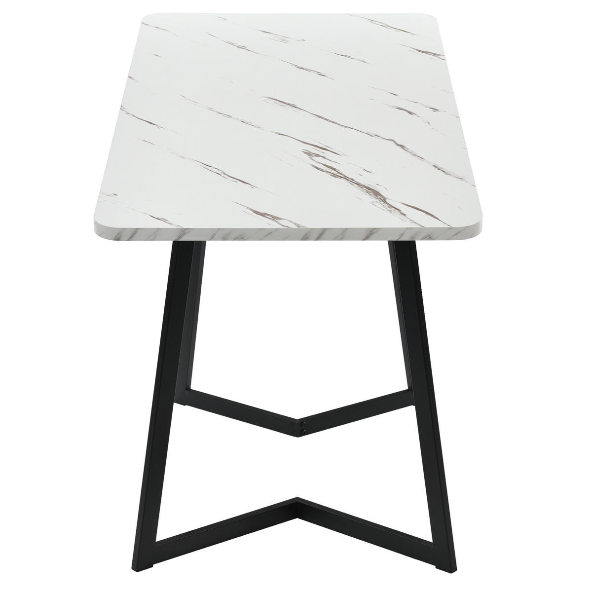 ESSTISCH 117 x 68 cm MDF Marmoroptik Schwarz/Weiß - Weiß, Metall (117/68/75cm) - Meubliv