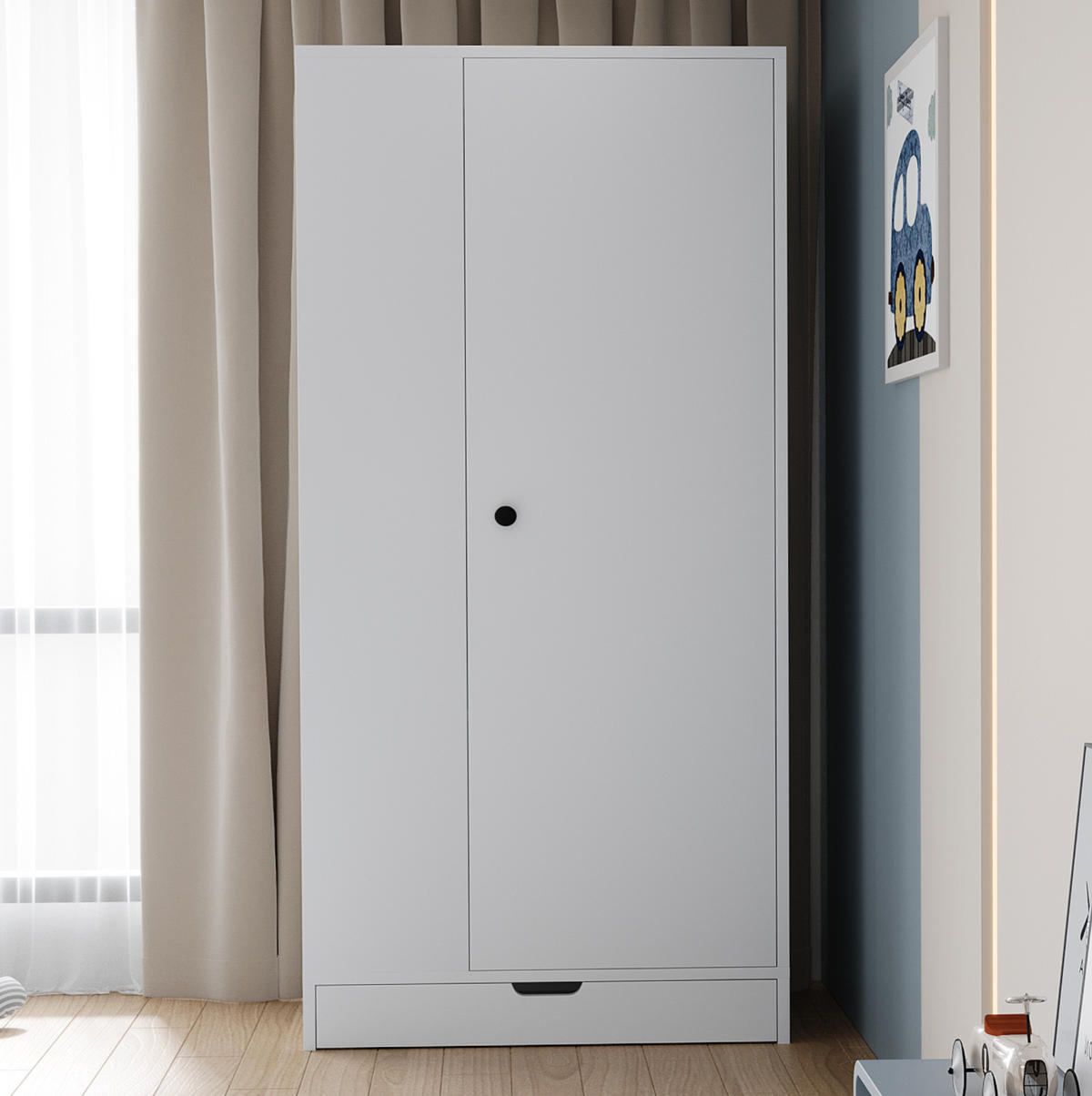 KLEIDERSCHRANK 70/40/170 cm aus Holz mit Einlegeböden, Weiß - Weiß, Holz (40/170/70cm) - OKMYHOME