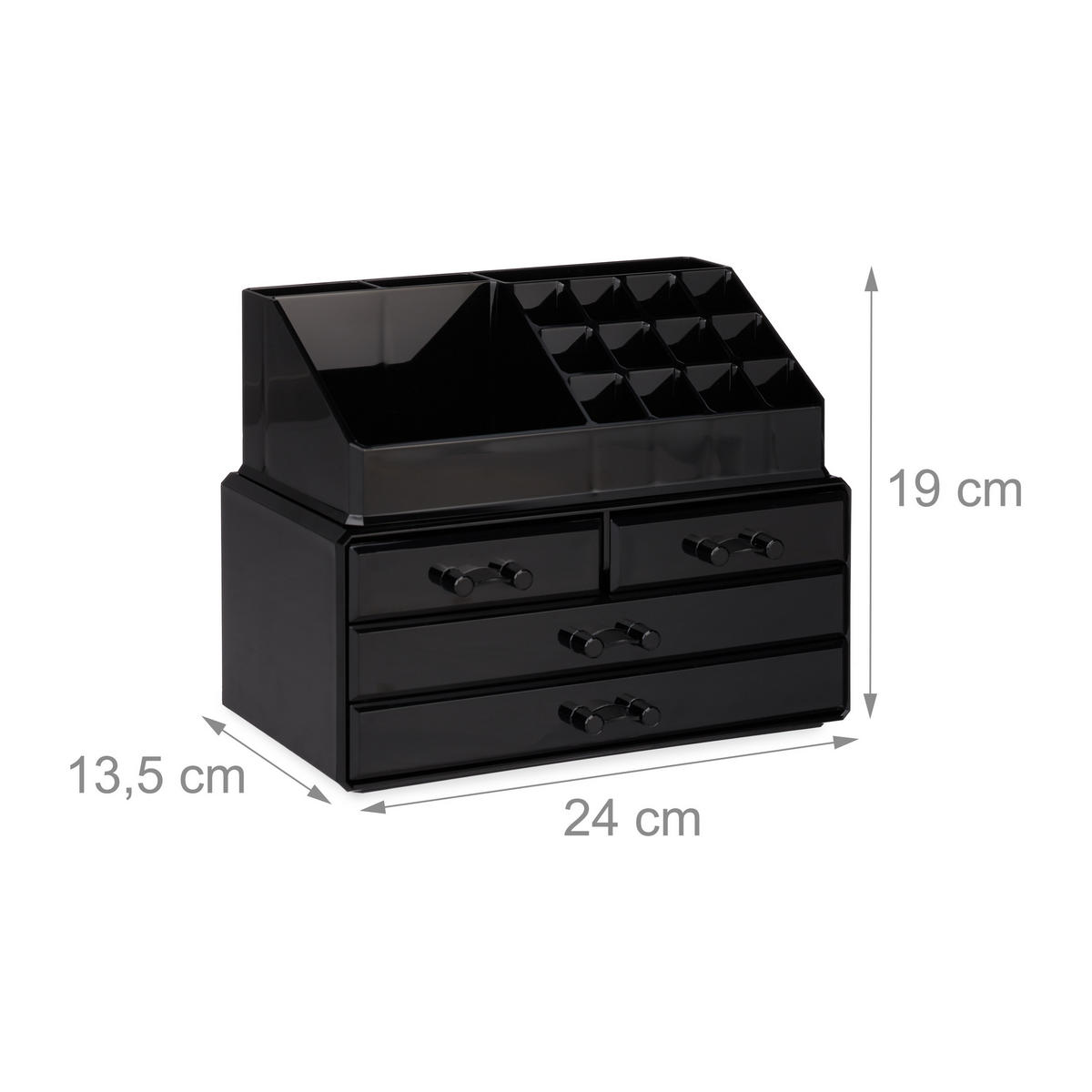 MAKEUP Organizer - Schwarz, Kunststoff (24/19/13.5cm) - Relaxdays