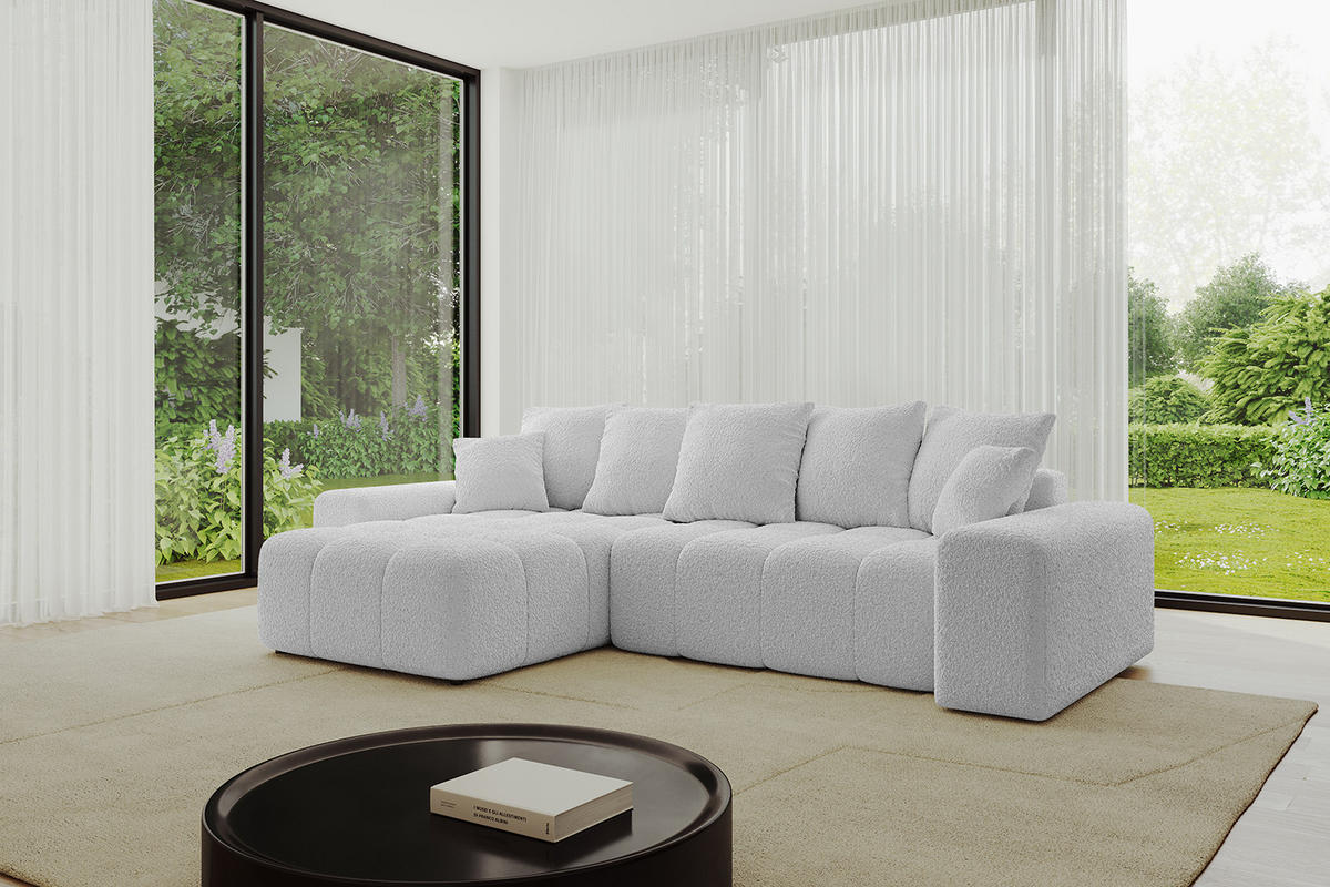 ECKSOFA Ottomane links/rechts ENIL-L 290x175x84 Hellgrau Bouclé - Hellgrau, Holzwerkstoff/Kunststoff (290/175cm) - ALTDECOR