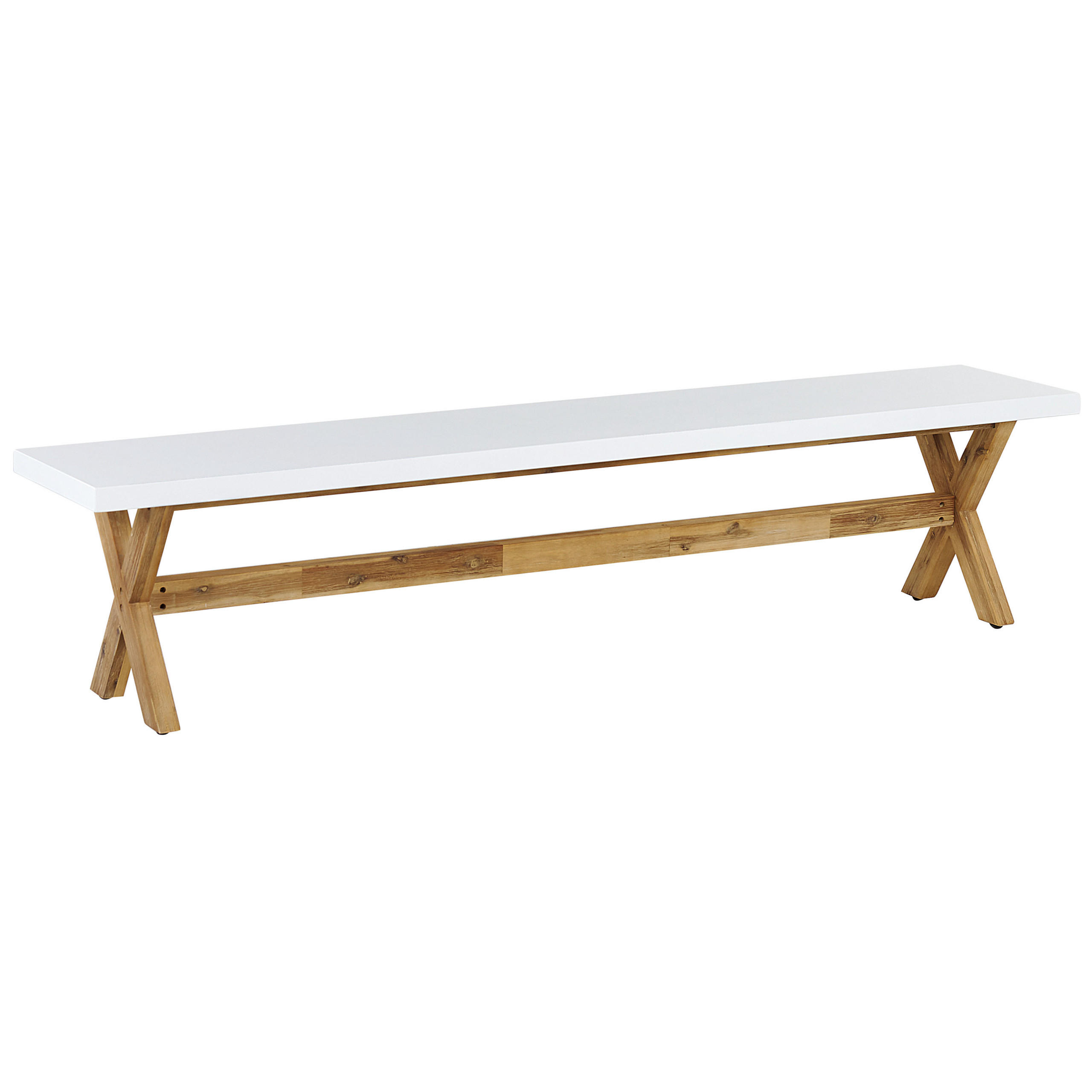 GARTENBANK Faserzement weiß 200 cm Olbia - Weiß, Stein (200/45/40cm) - Beliani