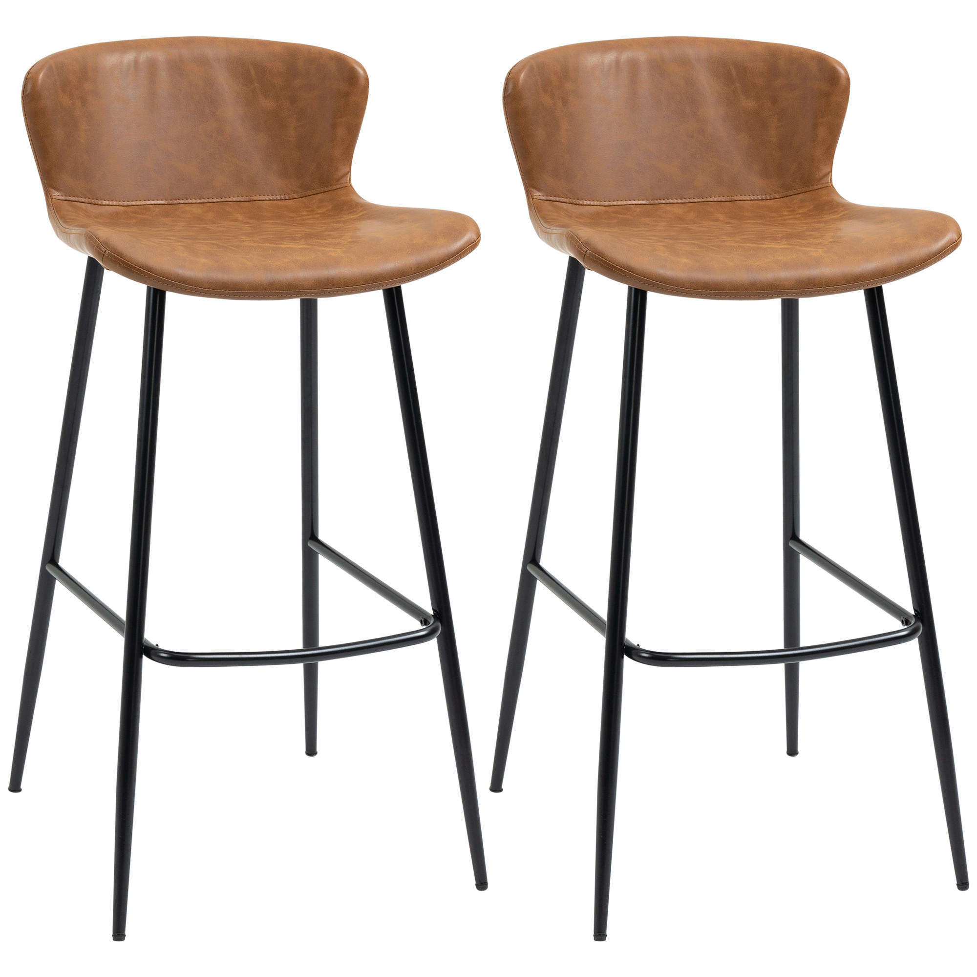 BARHOCKER 2er-Set DE-14720 76 cm Sitzhöhe mit Rückenlehne Braun - Braun, Metall (49/94.6/45cm) - ComfortXL