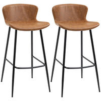 BARHOCKER 2er-Set DE-14720 76 cm Sitzhöhe mit Rückenlehne Braun - Braun, Metall (49/94.6/45cm) - ComfortXL