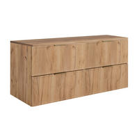 BADEZIMMERSCHRANK, Craft-Eiche, Goldene Griffe, 120 (2 x 60) x 46 x 57 cm - Eichefarben/Goldfarben, Holzwerkstoff/Kunststoff (120/57/46cm) - 3XE LIVING
