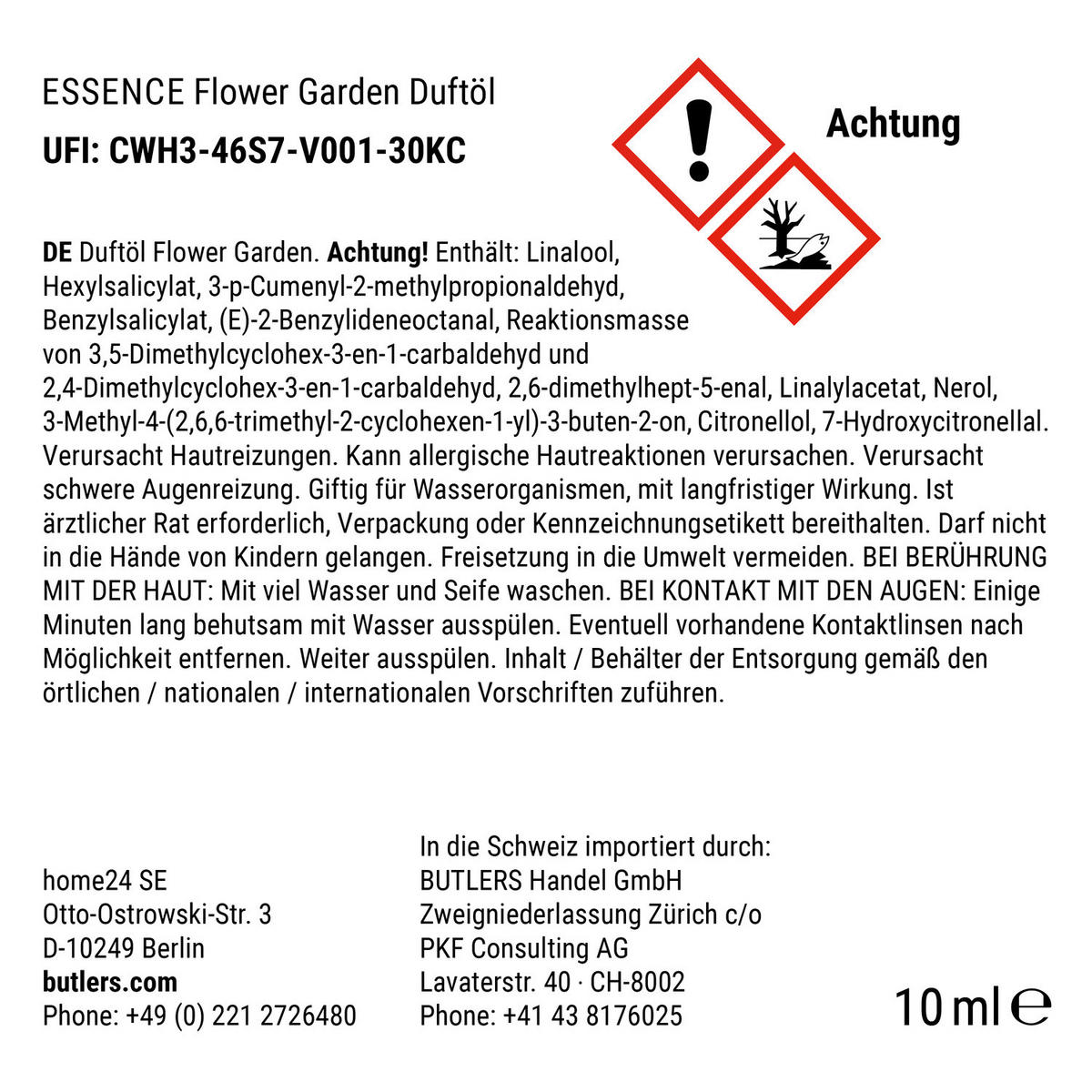 DUFTÖL Essence Flower Garden 10ml - Braun, Glas (2.4/7/2.4cm) - Butlers