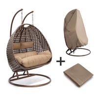HÄNGESESSEL TWIN - Braun, Mit Regenabdeckung - Braun, Kunststoff (145/126/74cm) - Home Deluxe