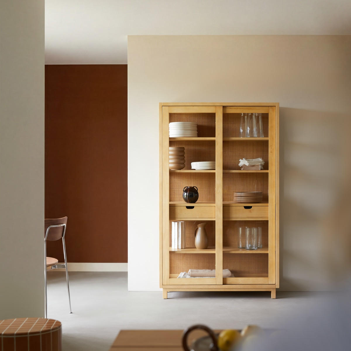 GESCHIRRSCHRANK Adel Natur aus Eiche - Naturfarben, Holz (110/180/45cm) - Tikamoon