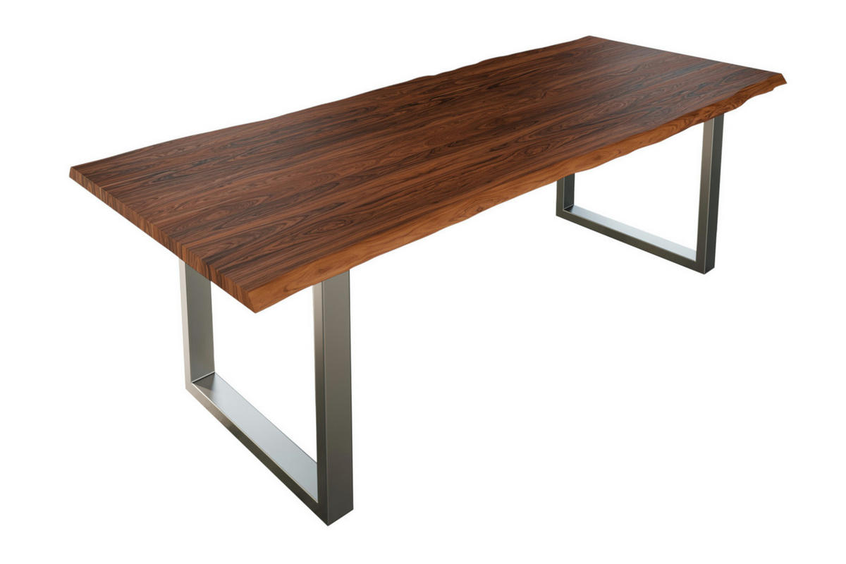 ESSTISCH LAUREN - Silberfarben/Nussbaumfarben, Holz/Metall (100/240/77cm) - SAM