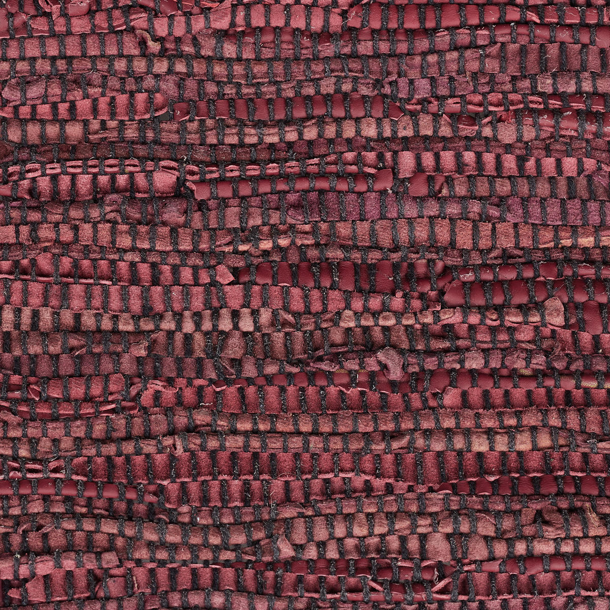 FLICKENTEPPICH - Rot, Leder/Textil (200/80cm) - Relaxdays