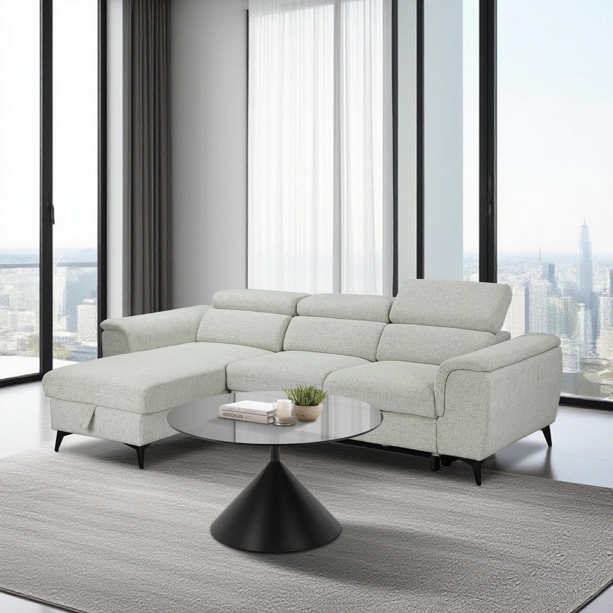 COUCHTISCH - Rund - Glas / Metall - Grau / Schwarz - Schwarz/Grau, Glas/Metall (80/80/45cm) - home24