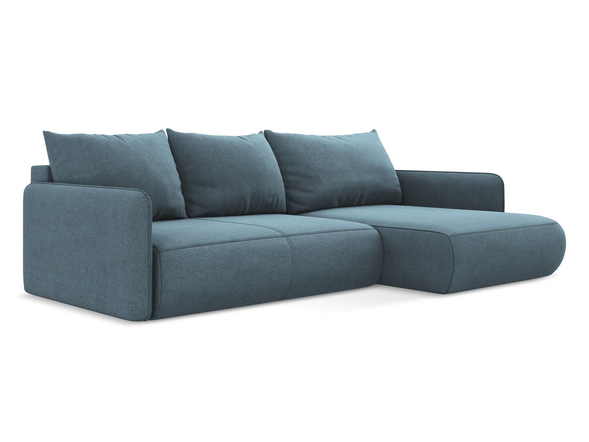 ECKSOFA mit Schlaffunktion Strukturstoff Stoff Blau - Blau/Schwarz, Kunststoff/Textil (240/148cm) - Makamii