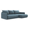 ECKSOFA mit Schlaffunktion Strukturstoff Stoff Blau - Blau/Schwarz, Kunststoff/Textil (240/148cm) - Makamii