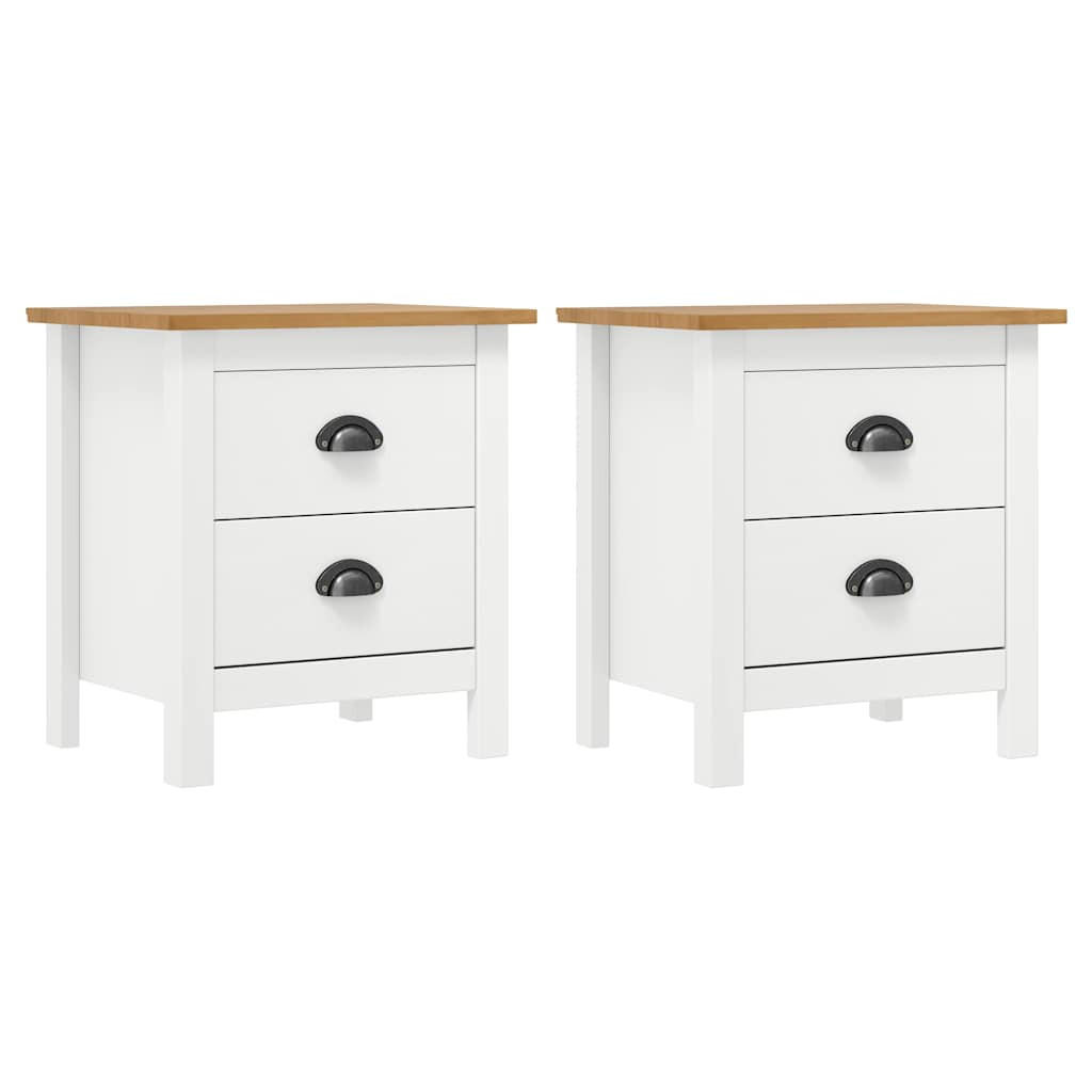 NACHTTISCH 2Er Set Weiss 46/35/49,5 Cm Massivholz Kiefer - Weiß, Holz (35/49.5/46cm) - vidaXL