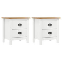 NACHTTISCH 2Er Set Weiss 46/35/49,5 Cm Massivholz Kiefer - Weiß, Holz (35/49.5/46cm) - vidaXL