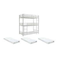 ETAGENBETT - 3 Personen - 3 x 90 x 190 cm - Metall - Weiß + Matratze - ELOUAN III - Weiß, Metall - Vente-Unique