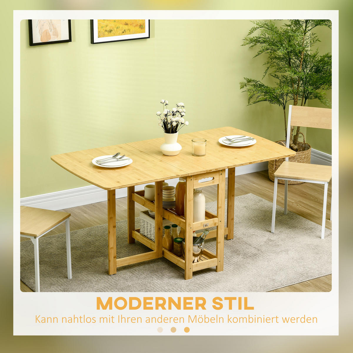KLAPPTISCH 149,5/80/73,5 cm, seitlich ausklappbar mit Ablagefächern - Braun, Holz (149.5/80/73.5cm) - BEAOK