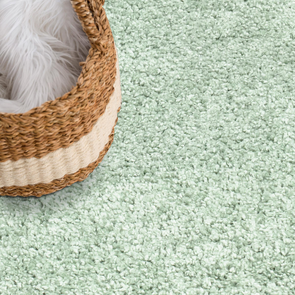 HOCHFLOR-TEPPICH City Shaggy 500 Grün 150x150 cm - Grün, Textil (150/150cm) - carpet city