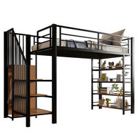 HOCHBETT 90/200 cm Schwarz aus Metall mit Sicherheitstreppe und Stauraum - Schwarz, Metall (90/200cm) - OKMYHOME